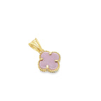 10K Yellow Gold Small Pink Flower Pendant 0.6Dwt