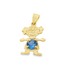 10K Yellow Gold Blue Stone Girl Pendant 0.6Dwt