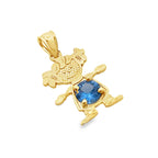 10K Yellow Gold Blue Stone Girl Pendant 0.6Dwt