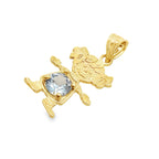 10K Yellow Gold Light Blue Stone Girl Pendant 0.6Dwt