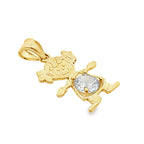 10K Yellow Gold Light Blue Stone Girl Pendant 0.6Dwt