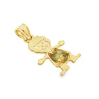 10K Yellow Gold Light Green Stone Boy Pendant 0.6Dwt