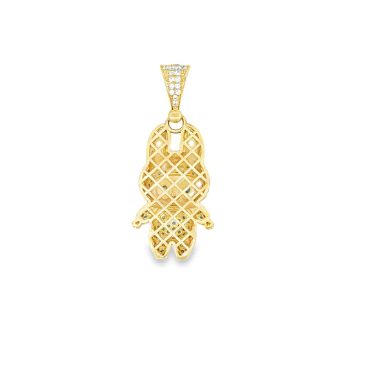 10K Yellow Gold Blue Stones "Labubu" Pendant 2.2Dwt