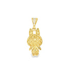 10K Yellow Gold Blue Stones "Labubu" Pendant 2.5Dwt