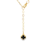 14K Yellow Gold Onyx Flower Necklace 18In