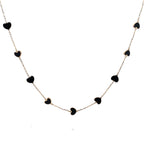 14K Yellow Gold Onyx Heart Cable Link Necklace 18In 1.7Dwt