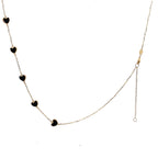14K Yellow Gold Onyx Heart Cable Link Necklace 18In 1.7Dwt