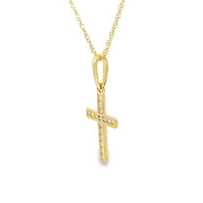 14K Yellow Gold Kids Cz Cross Necklace 15In