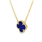 14K Yellow Gold Royal Blue Flower Necklace 18.5In 2.2Dwt