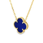 14K Yellow Gold Royal Blue Flower Necklace 18.5In 2.3Dwt