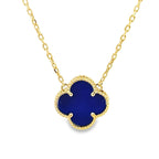 14K Yellow Gold Royal Blue Flower Necklace 18.5In 2.3Dwt