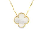 10K Yellow Gold Mother Of Pearl Flower Necklace 20In