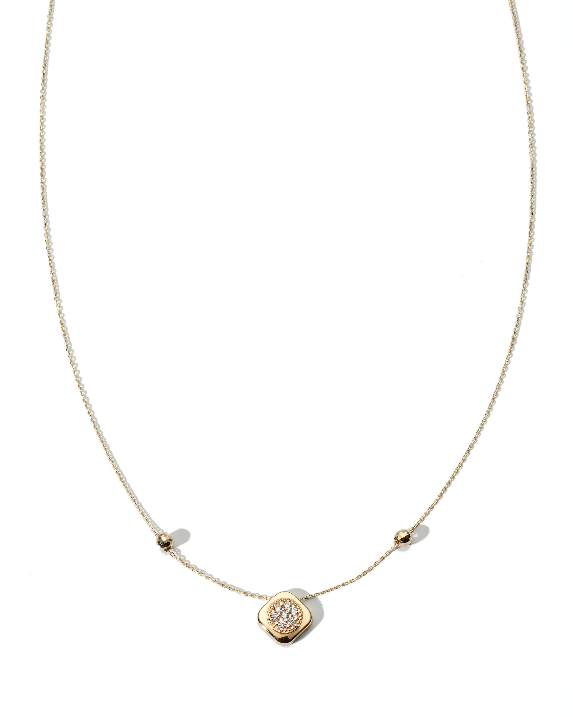 14K Yellow Gold Ladies Cz Cluster Pendant Necklace 18In