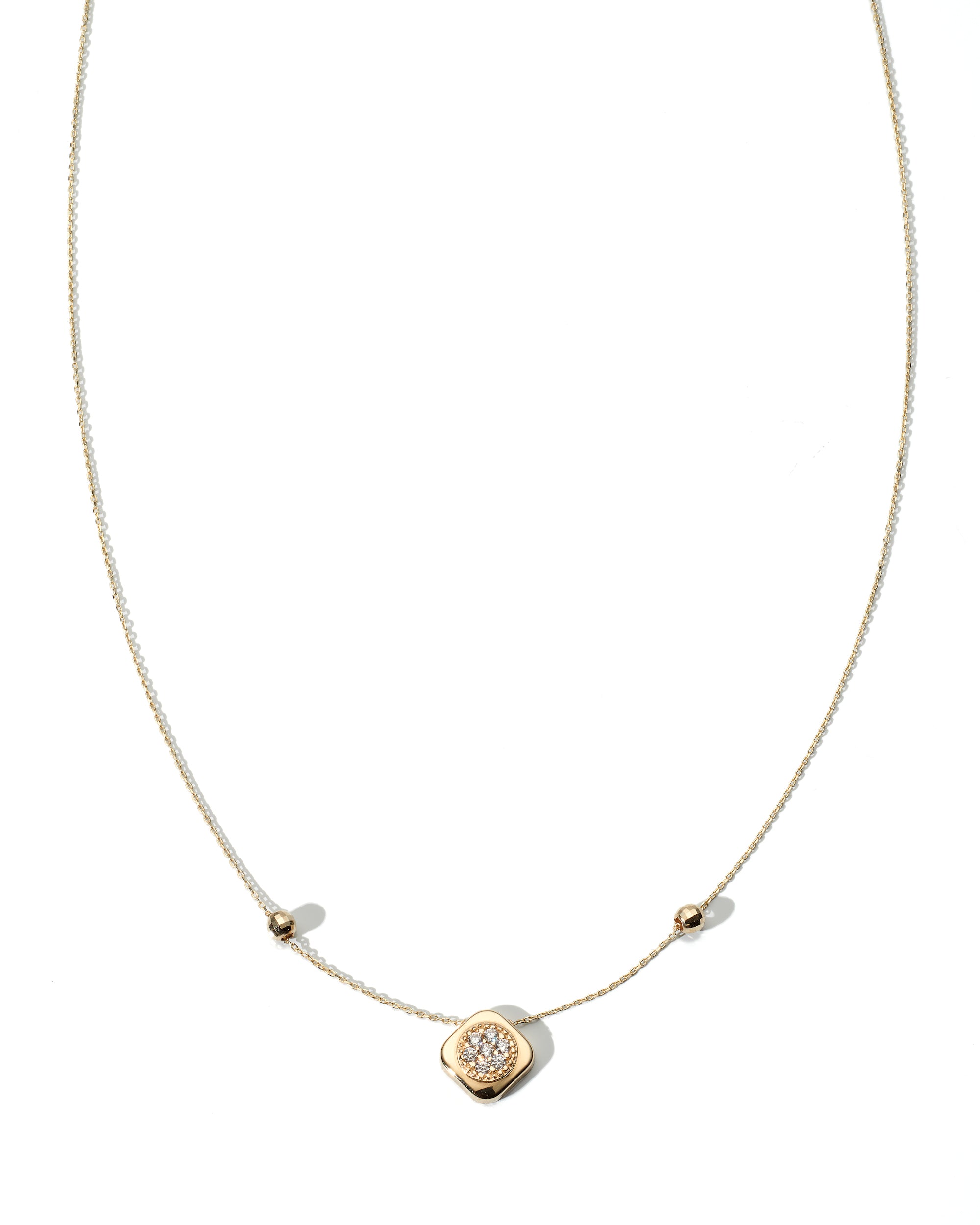 14K Yellow Gold Ladies Cz Cluster Pendant Necklace 18In