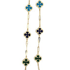 14K Yellow Gold Multi Color Flowers Necklace 18In 6.3Dwt