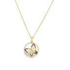 10K Yellow Gold Cz & Purple Stone Butterfly Necklace17In W/Ext 18In 1.7Dwt
