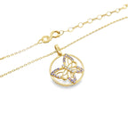 10K Yellow Gold Cz & Purple Stone Butterfly Necklace17In W/Ext 18In 1.7Dwt
