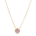 14K Yellow Gold Pink One Flower Necklace 18In 2.2Dwt