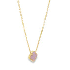 14K Yellow Gold Pink One Flower Necklace 18In 2.2Dwt