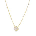 14K Yellow Gold White One Flower Necklace 19In 2Dwt