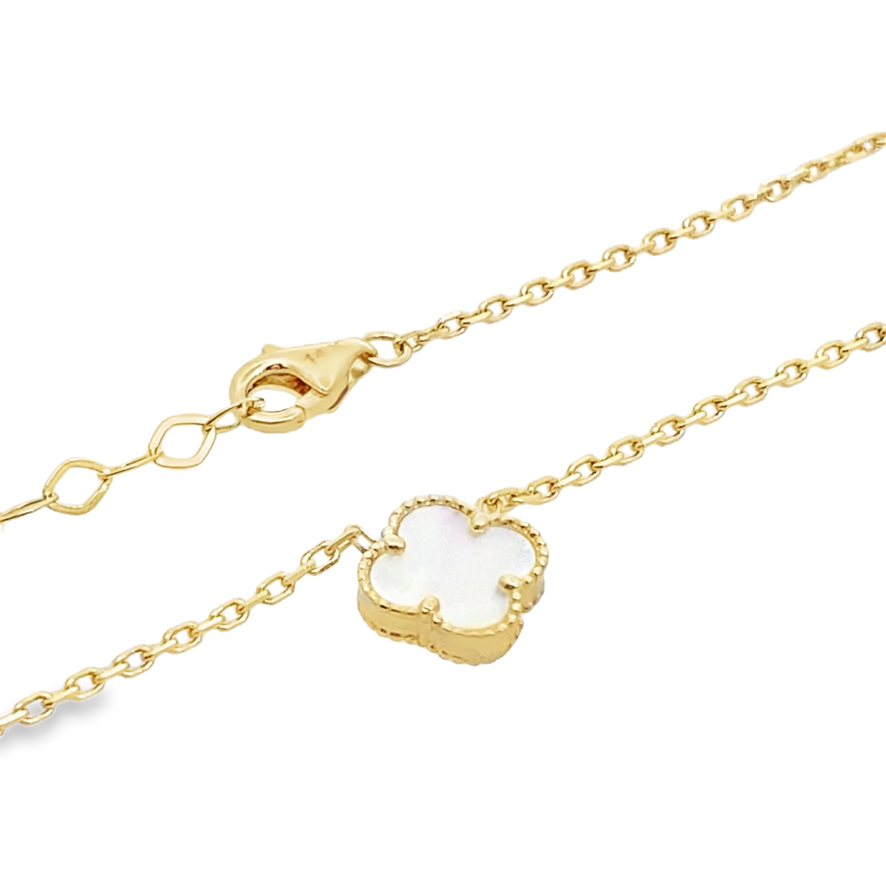 14K Yellow Gold White One Flower Necklace 19In 2Dwt