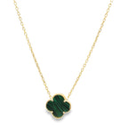 14K Yellow Gold Green One Flower Necklace 18In  2.3Dwt