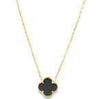 14K Yellow Gold Black One Flower Necklace 18In  2.6Dwt