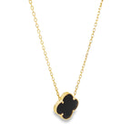 14K Yellow Gold Black One Flower Necklace 18In  2.6Dwt