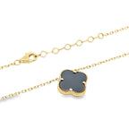 14K Yellow Gold Black One Flower Necklace 18In  2.6Dwt
