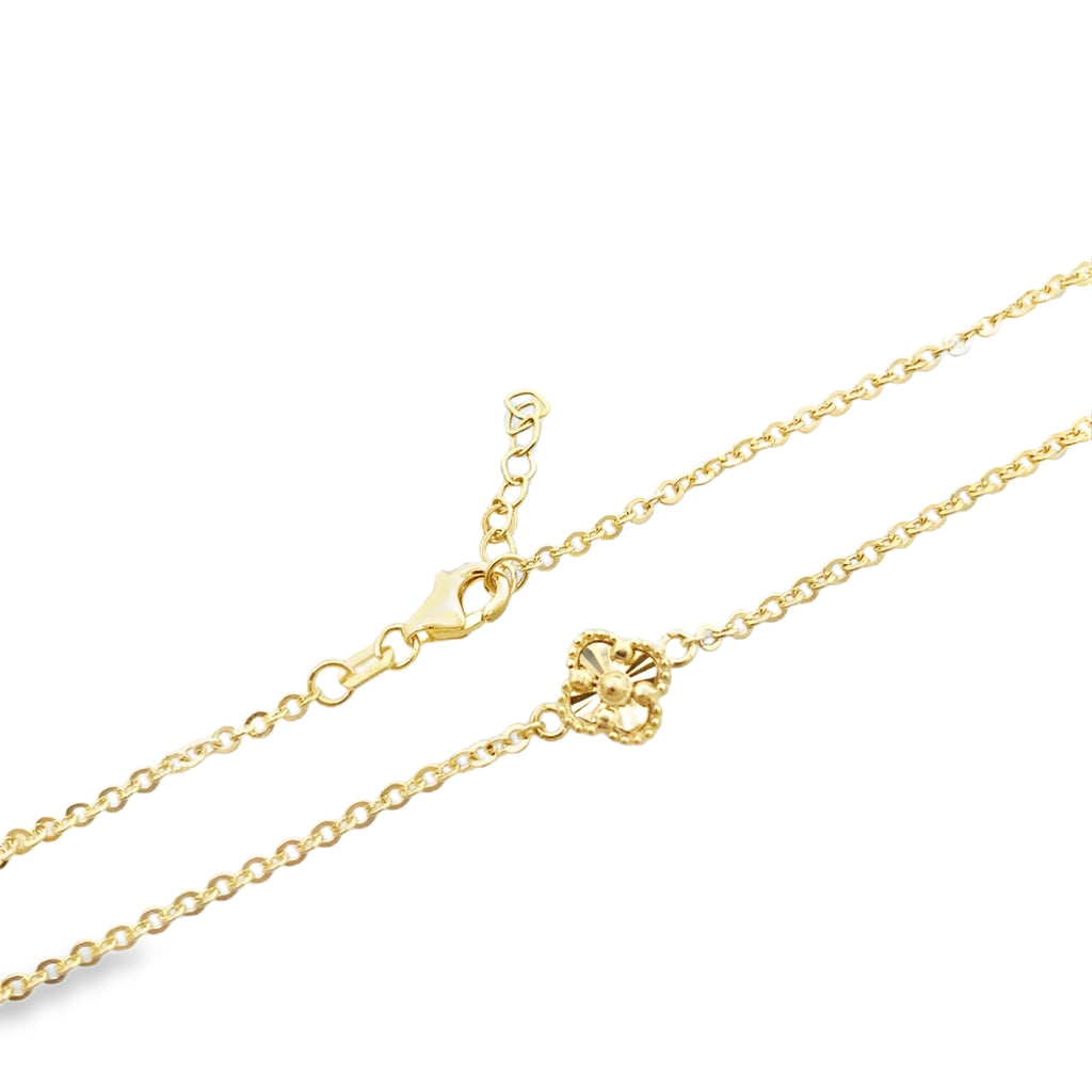 14K Yellow Gold 5 Flower Necklace 17In 4Dwt