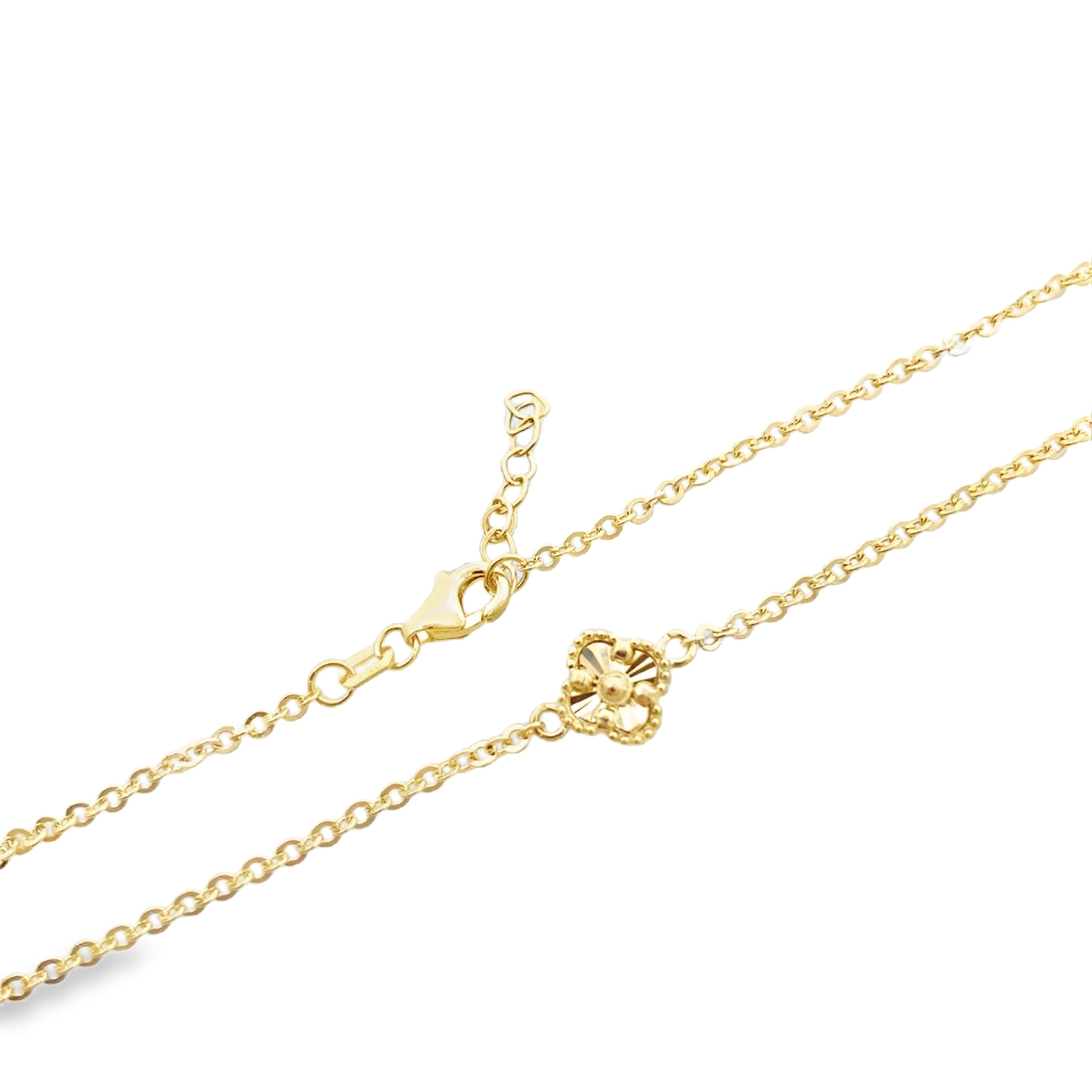 14K Yellow Gold 5 Flower Necklace 17In 4Dwt