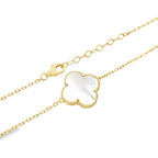 14K Yellow Gold 5 Large Mother Of Pearl Flower Necklace 18In 5.9Dwt