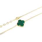 14K Yellow Gold 5 Green Flower Necklace 18In 4.6Dwt