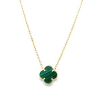 10K Yellow Gold Medium Green Flower Necklace 18In 2.1Dwt