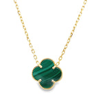 10K Yellow Gold Medium Green Flower Necklace 18In 2.1Dwt