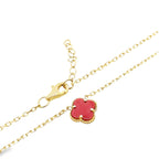 10K Yellow Gold Small Red Flower Necklace 18In 1.8Dwt