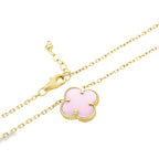 10K Yellow Gold Medium Pink Flower Necklace 18In 2.4Dwt