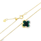 0.25Ct 18K Yellow Gold Cable Link Rd Diamond Green Stone Flower Necklace 18In 3.1Dwt
