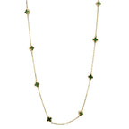 14K Yellow Gold Green Flowers Necklace 20In 4.0Dwt