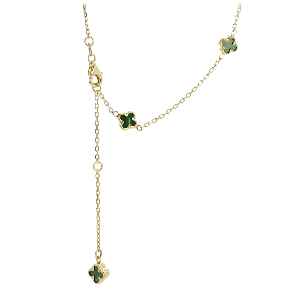 14K Yellow Gold Green Flowers Necklace 20In 4.0Dwt