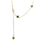14K Yellow Gold Green Flowers Necklace 20In 4.0Dwt