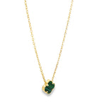 14K Yellow Gold Green One Flower Necklace 19In  2Dwt