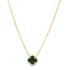 14K Yellow Gold Green One Flower Necklace 19In  2Dwt