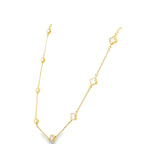 10K Yellow Gold Small White Flowers Necklace 18In 3.5Dwt