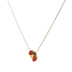 10K Yellow Gold Large Ladybug Cable Link Necklace 17In + Ext 1.8Dwt