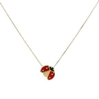 10K Yellow Gold Large Ladybug Cable Link Necklace 17In + Ext 1.8Dwt