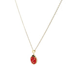 10K Yellow Gold Medium Ladybug Cable Link Necklace 17In +Ext 1.7Dwt