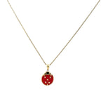 10K Yellow Gold Medium Ladybug Cable Link Necklace 17In +Ext 1.7Dwt
