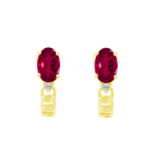 0.02Ct Dia 1.35Ct Ru 14K Yellow Gold Ruby Stud Earrings 1.2Dwt