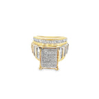 3.00Ctw 10K Yellow Gold Diamond Composite Rectangular Engagement Ring  Size 7  6.6Dwt